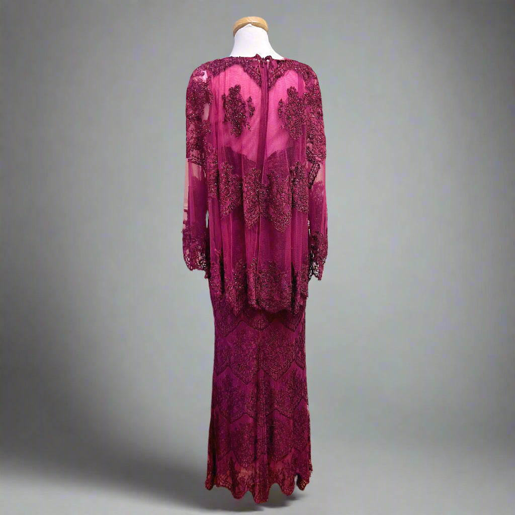 Montage Mon Cheri burgundy dress, size 14