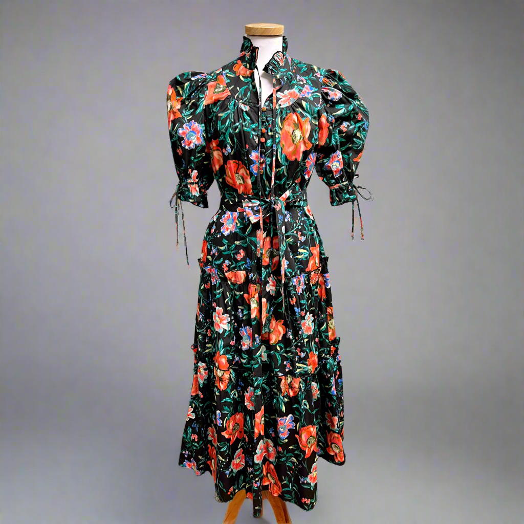 Hunter Bell black floral Holloway dress, size S