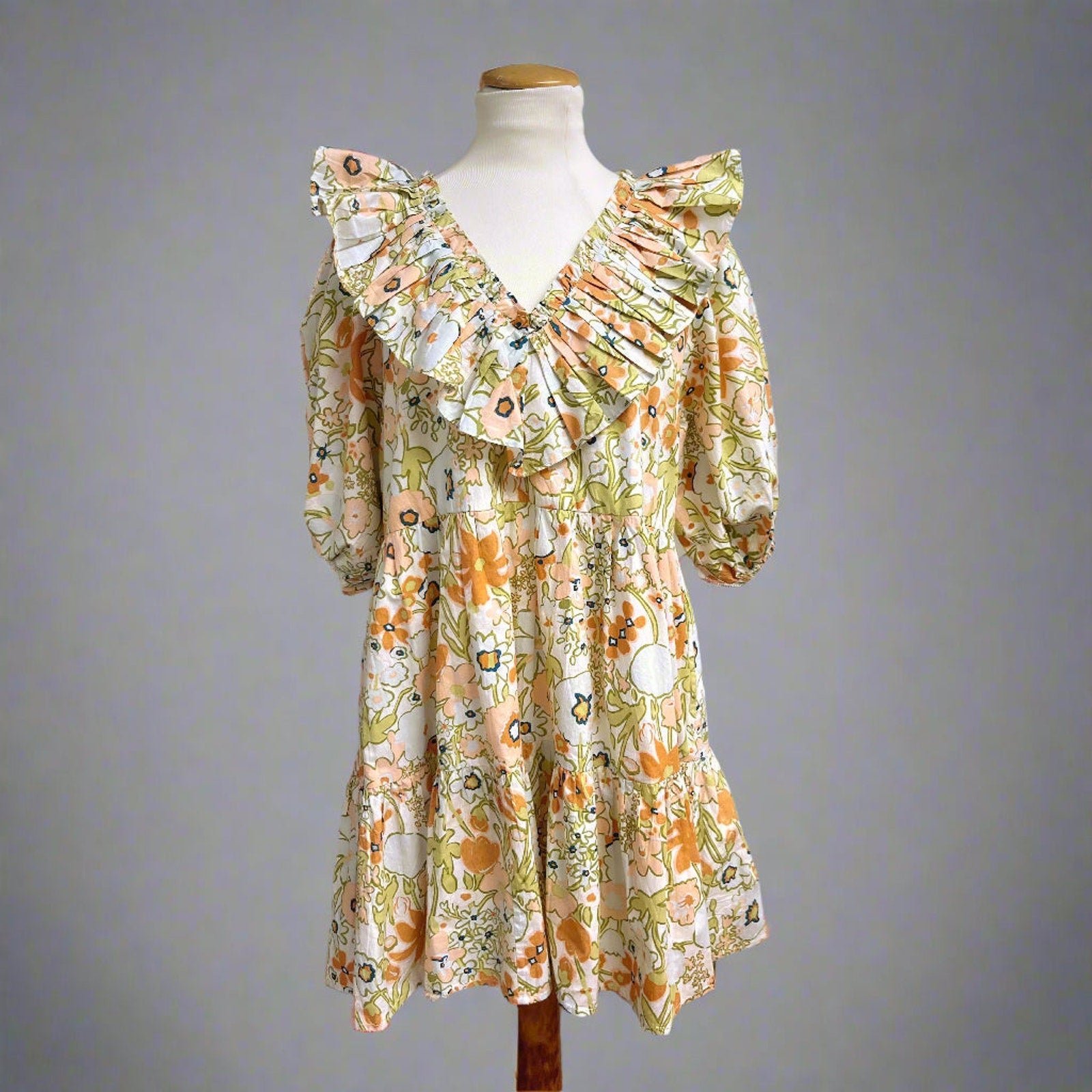 Cleobella peach floral Farrah dress, size M