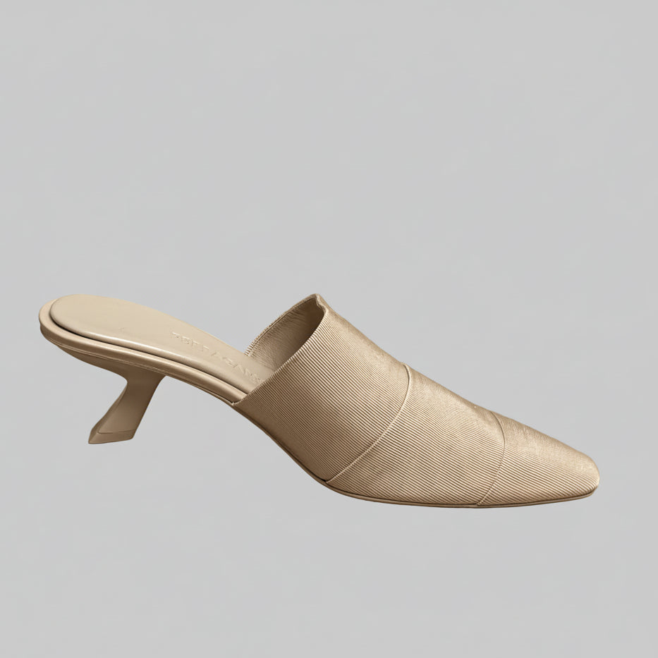 Ferragamo tan grosgrain trim Algedi 55 mules, size 9, BRAND NEW!