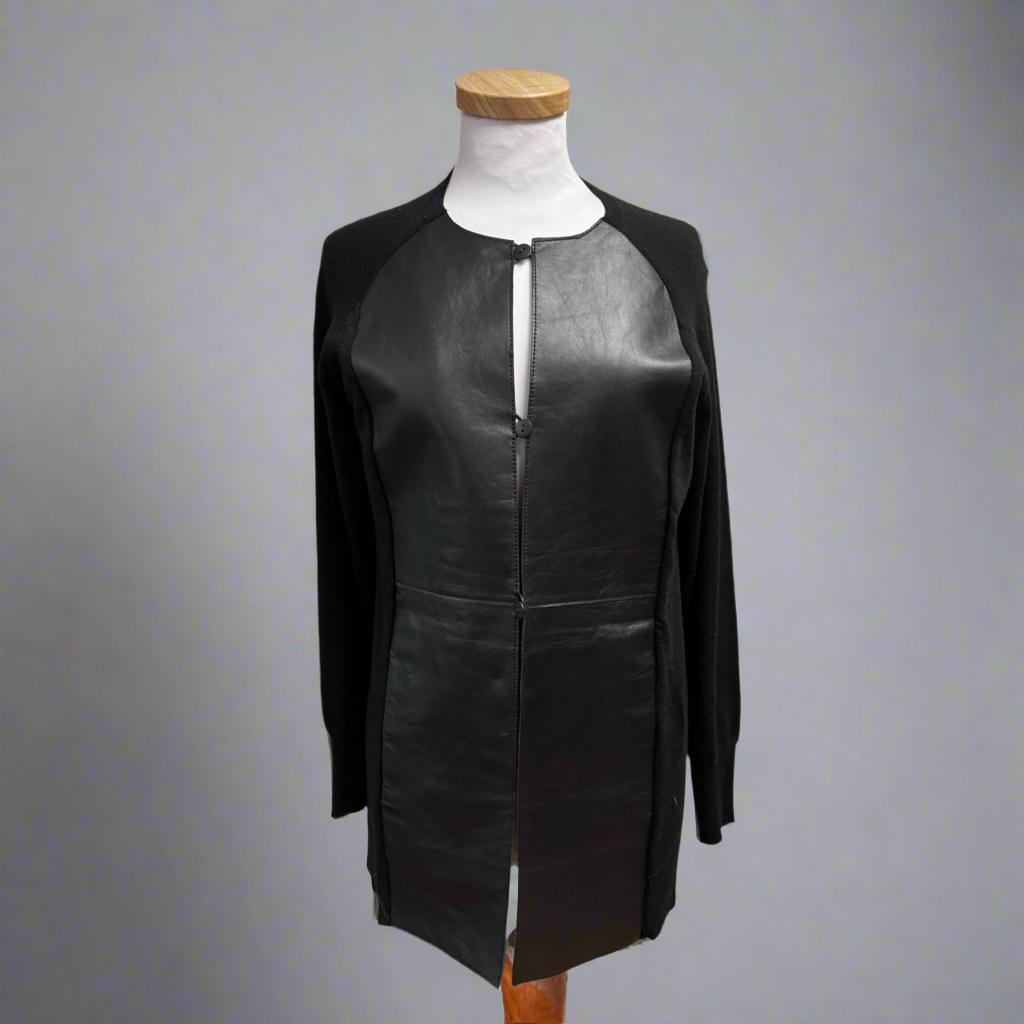 Worth black wool and leather sweater, size S/P