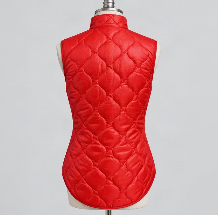 J. Crew neon coral quilted vest, size S
