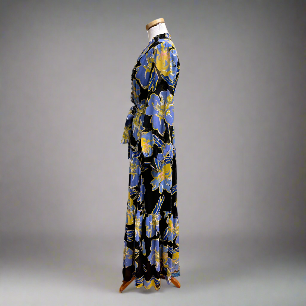 Diane von Furstenberg black floral Olenna dress, size S