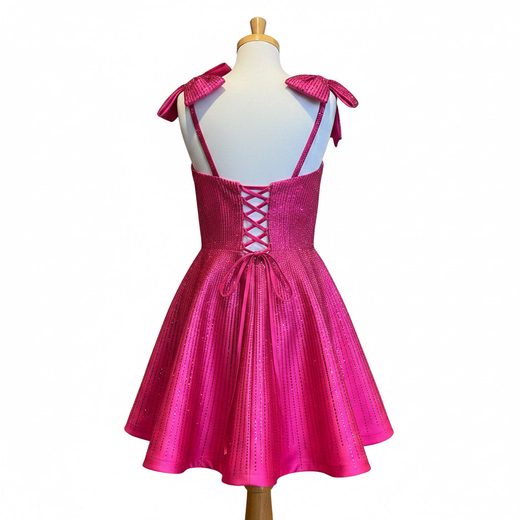 Sherri Hill hot pink beaded dress, size 14