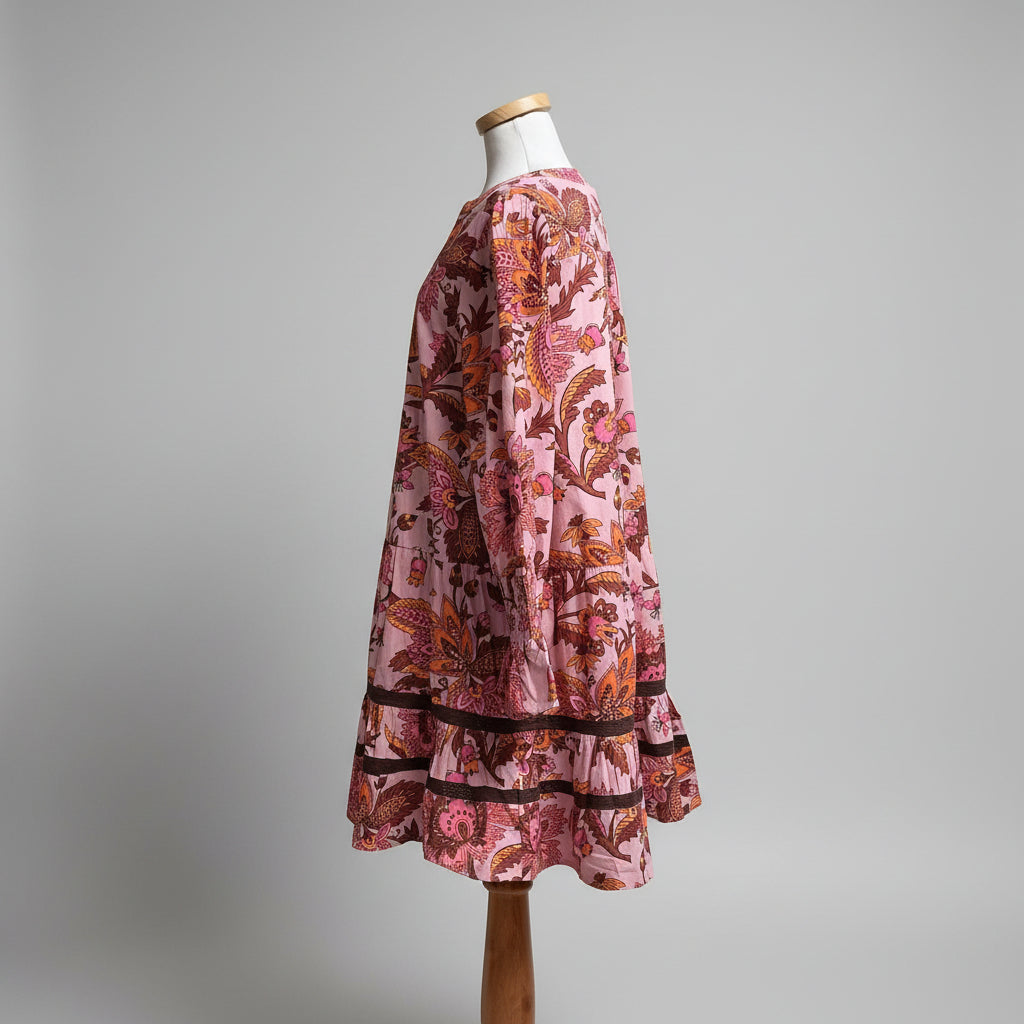 Tuckernuck pink floral Ornate Chintz dress, size L, NEW WITH TAGS!
