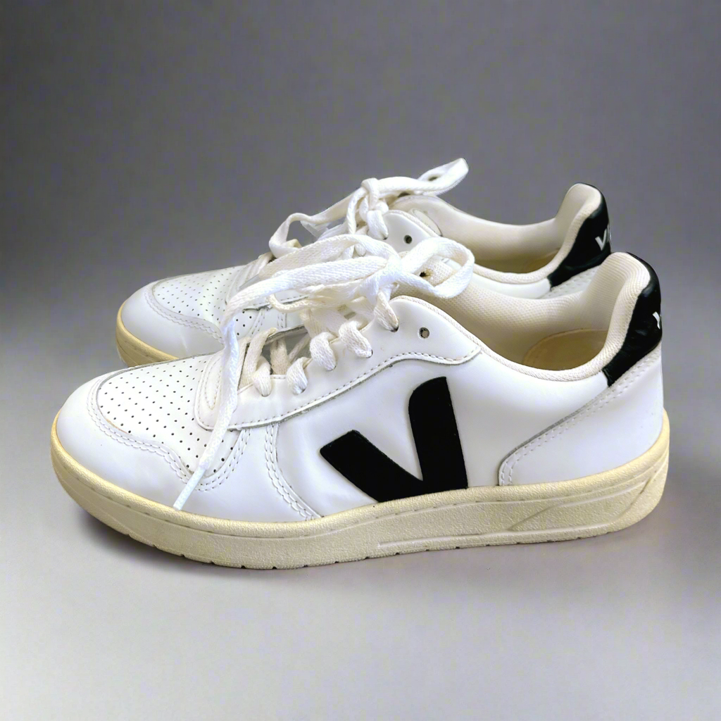 Veja white and black V10 sneakers, size 6