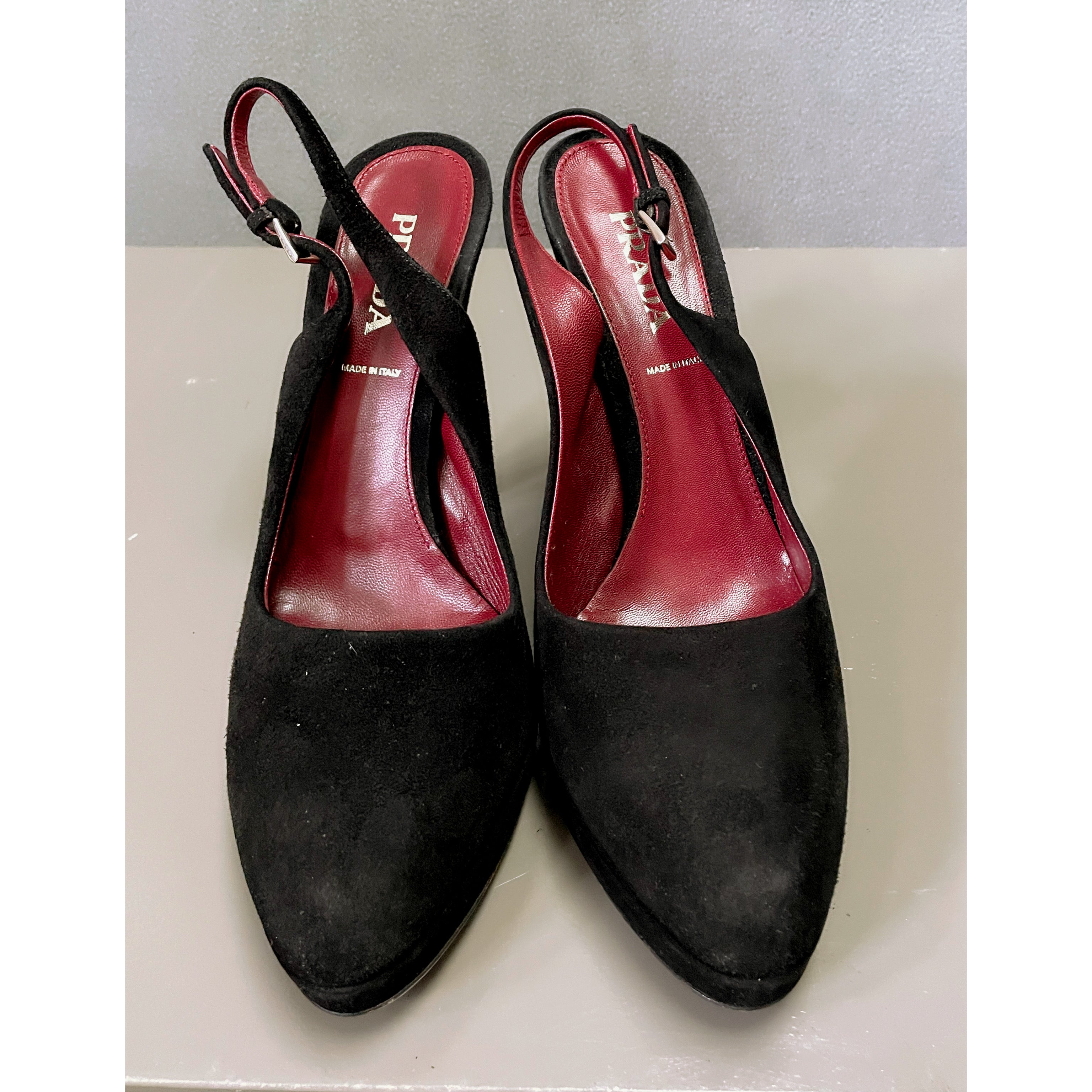 Prada black suede slingbacks, size 10, NEARLY NEW!