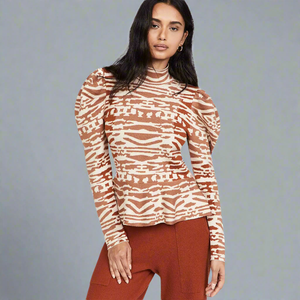 Ulla Johnson cinnamon Velentina Intarsia sweater, size S