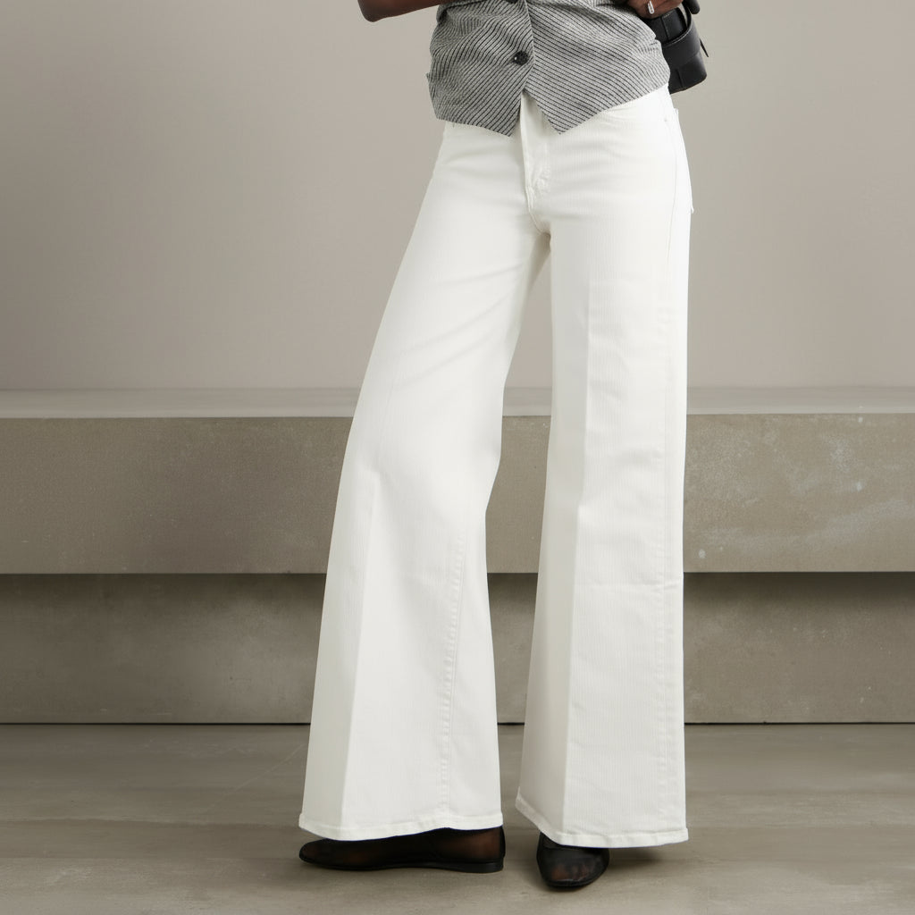 Mother cream denim wide-leg Twister Skimp jeans, size 27