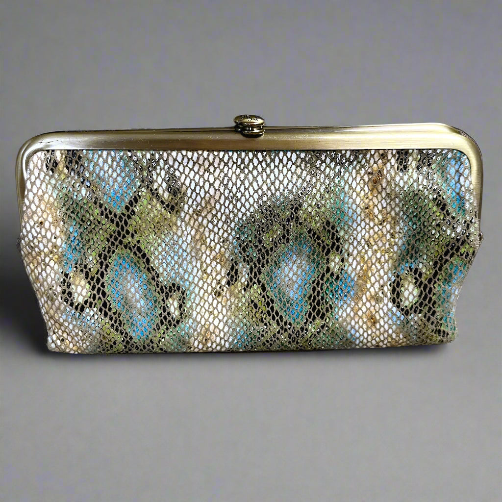 Hobo aqua “snakeskin” Lauren wallet