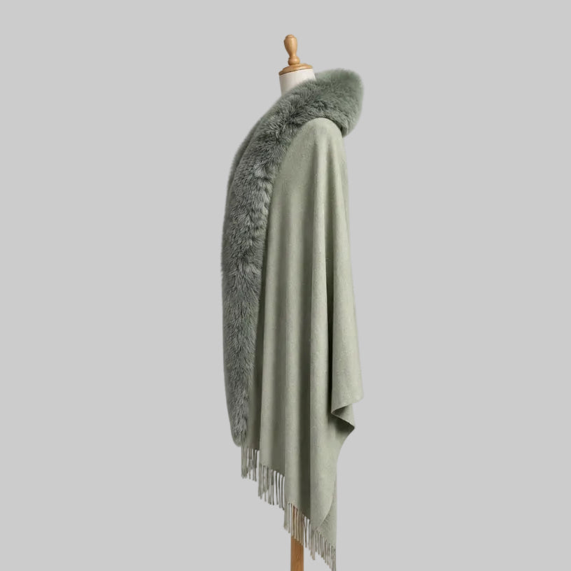La Fiorentina sage sparkle and faux fur wrap, BRAND NEW WITH TAGS!