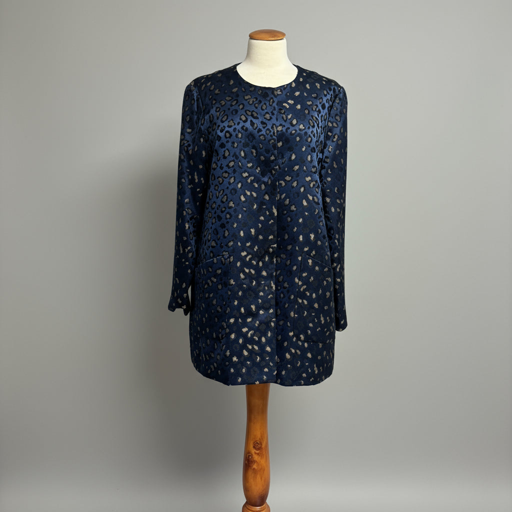 Sara Campbell navy leopard jacket, size 14, NEW WITH TAGS!