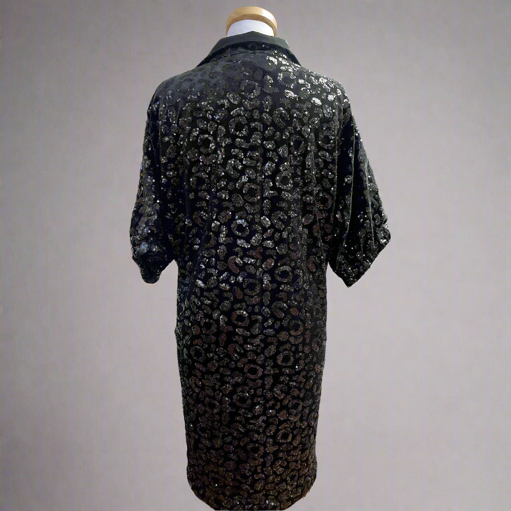 Emily McCarthy black velvet & sequin dress, size S