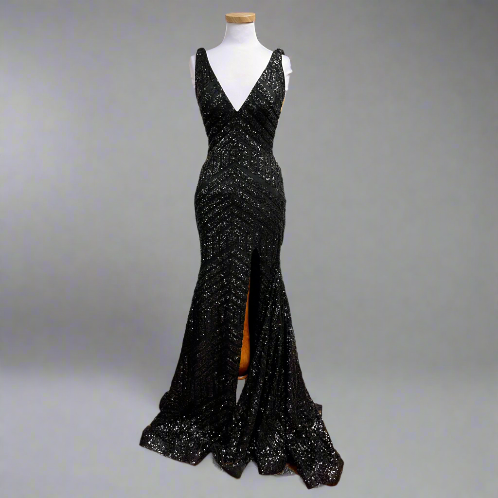 Jovani black sequin dress, size 6