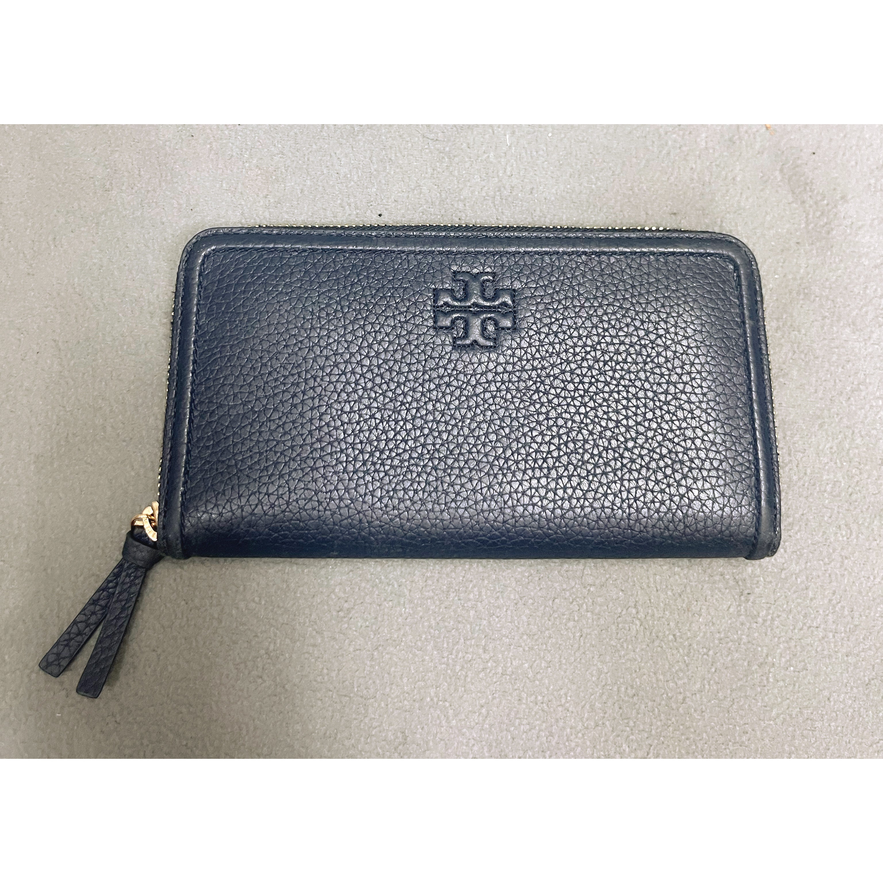 PRICE sale FIRM DEAL NEW Tory Burch L-Zip Continental Navy Wallet