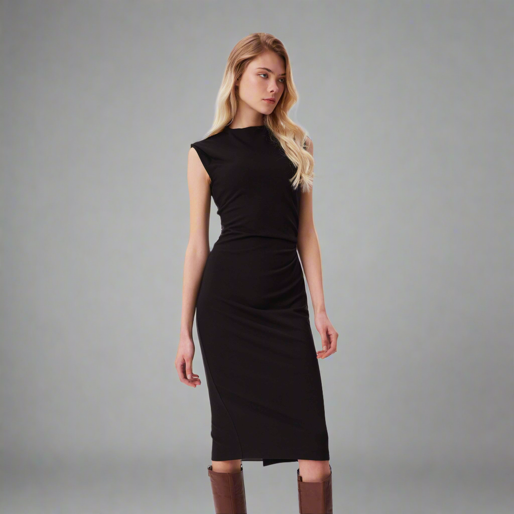Diane von Furstenburg black knit Darrius dress, size 6