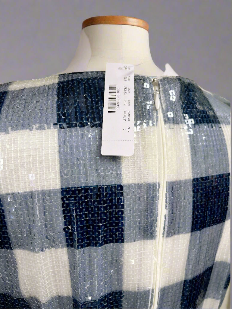 J. Crew navy gingham sequin dress, size 6, NEW WITH TAGS!