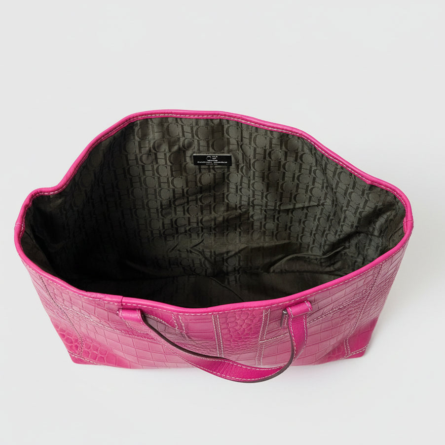 Carolina Herrera hot pink initial tote