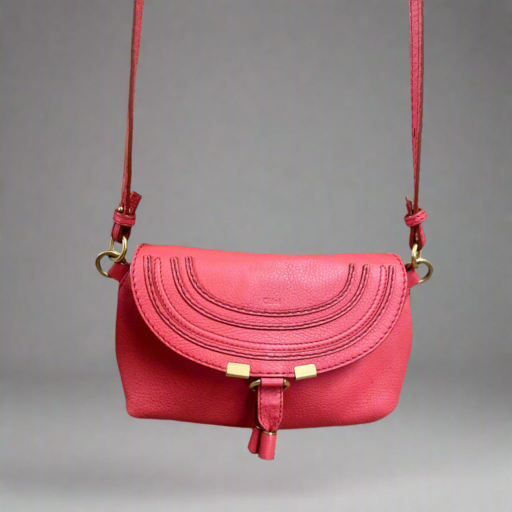 Chloe coral leather Marcie Pochette handbag