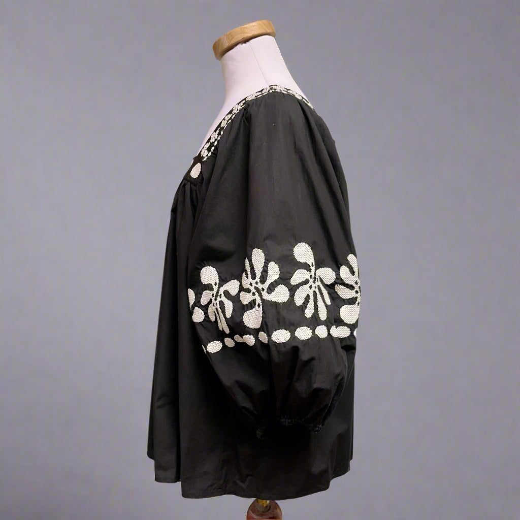 Corey Lynn Calter black embroidered Winnie blouse