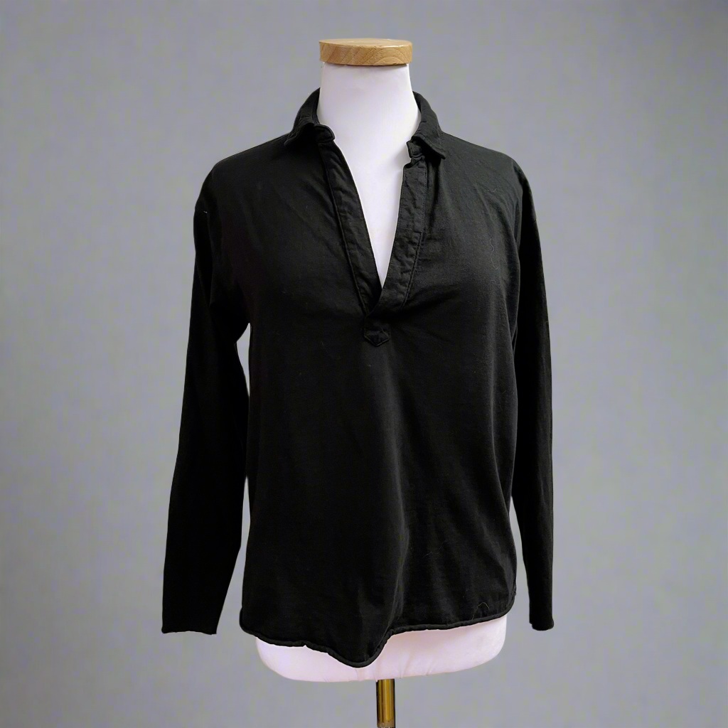 Frank & Eileen black Henley top, size XS