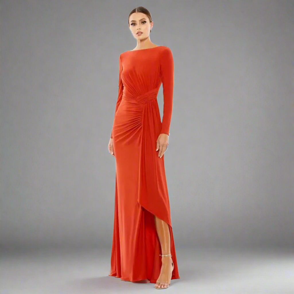 Ieena Mac Duggal brick red dress, size 6