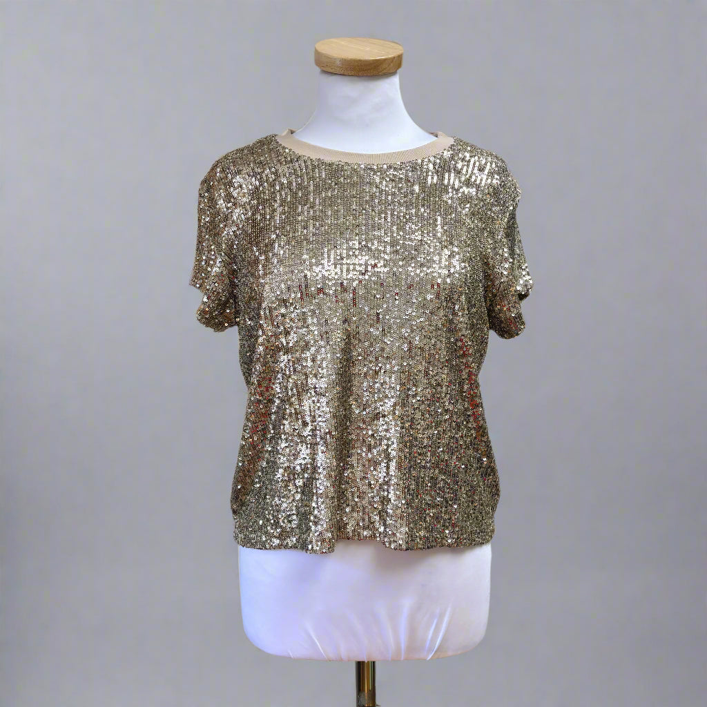 Generation Love gold sequin Kai shirt, size S, NEW WITH TAGS!