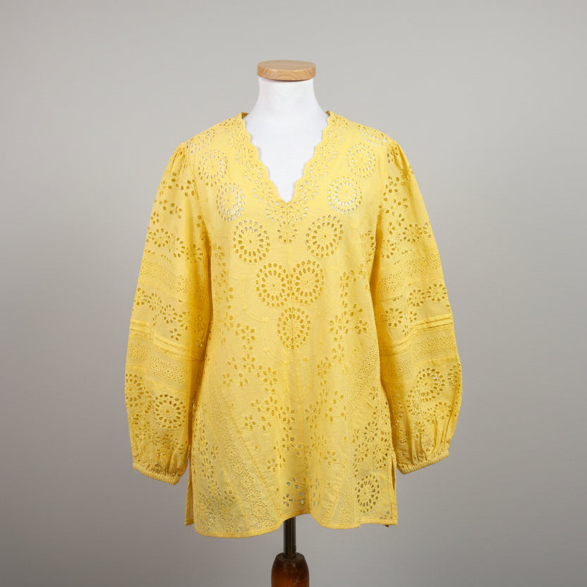 Tolani yellow eyelet blouse, size M