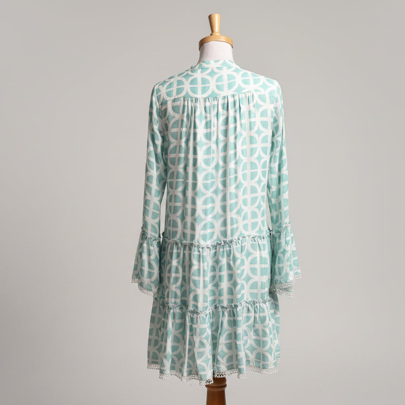 Kenny Flowers aqua and white Maldives dress, size XS, NEW WITH TAGS!