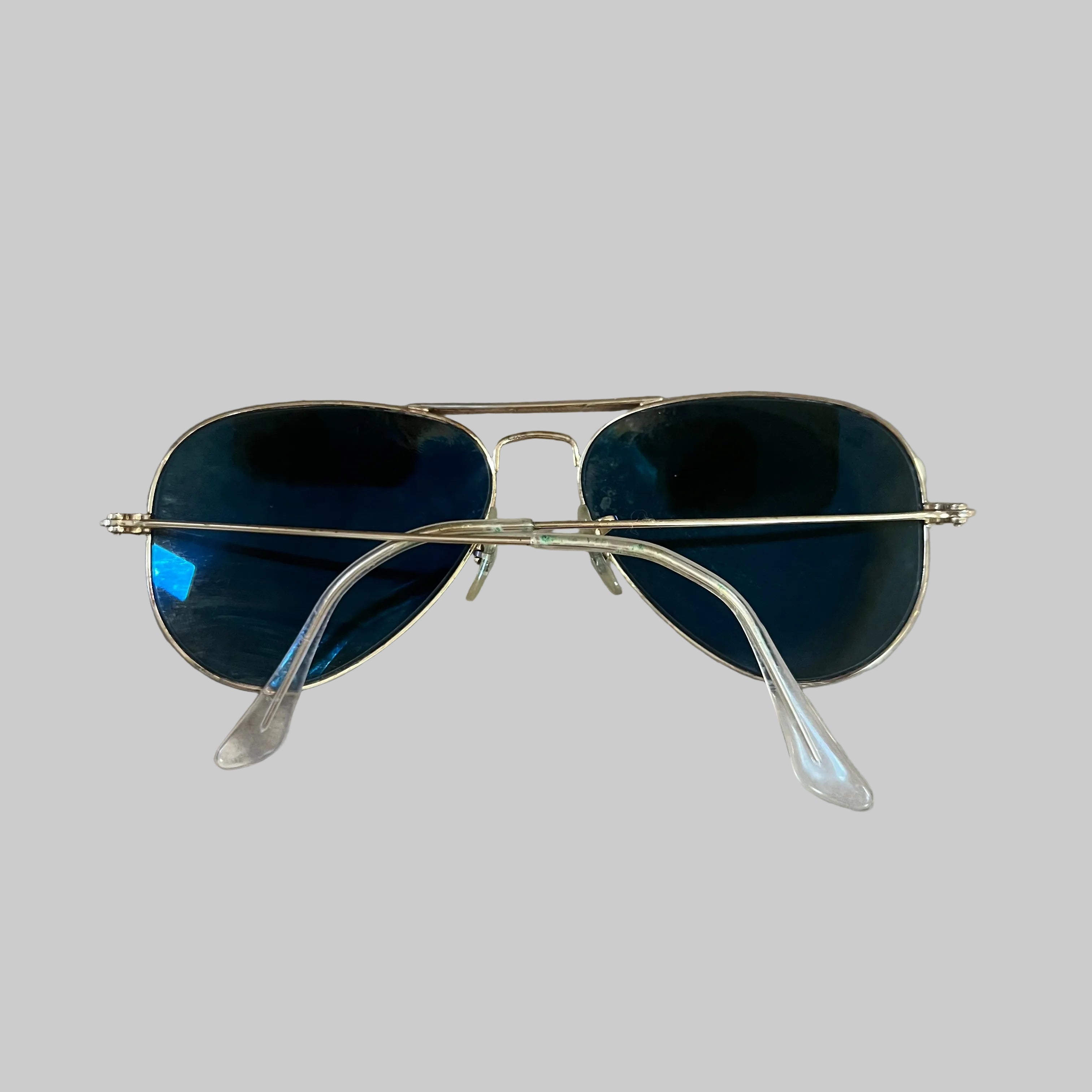 Ray Ban gold frame Aviators with green polarized lens