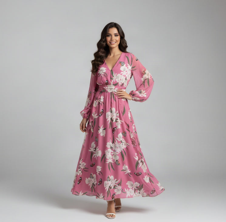 Pink floral print dress, size XXL, NEW WITH TAGS!