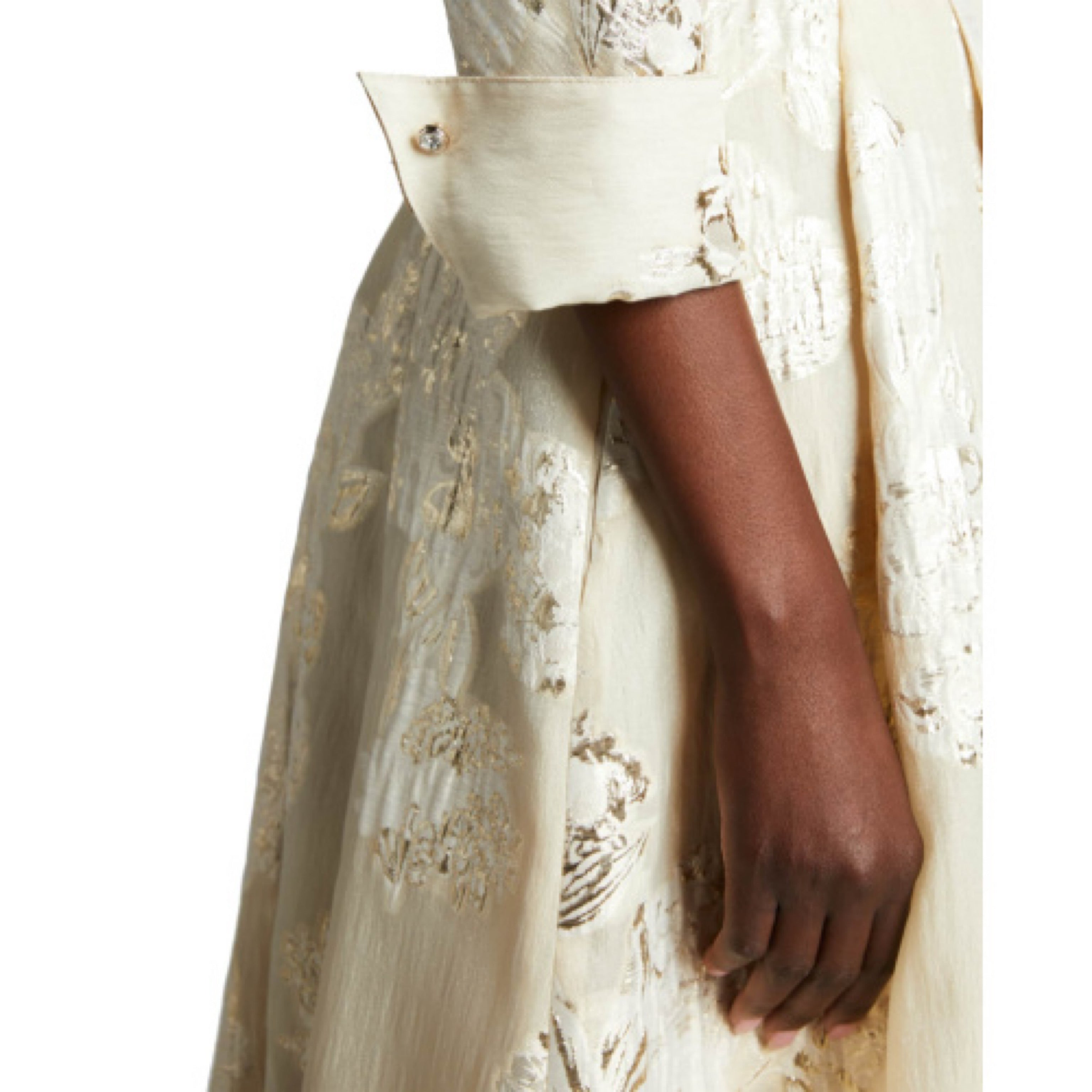 Terijon champagne metallic jacquard dress, size 16