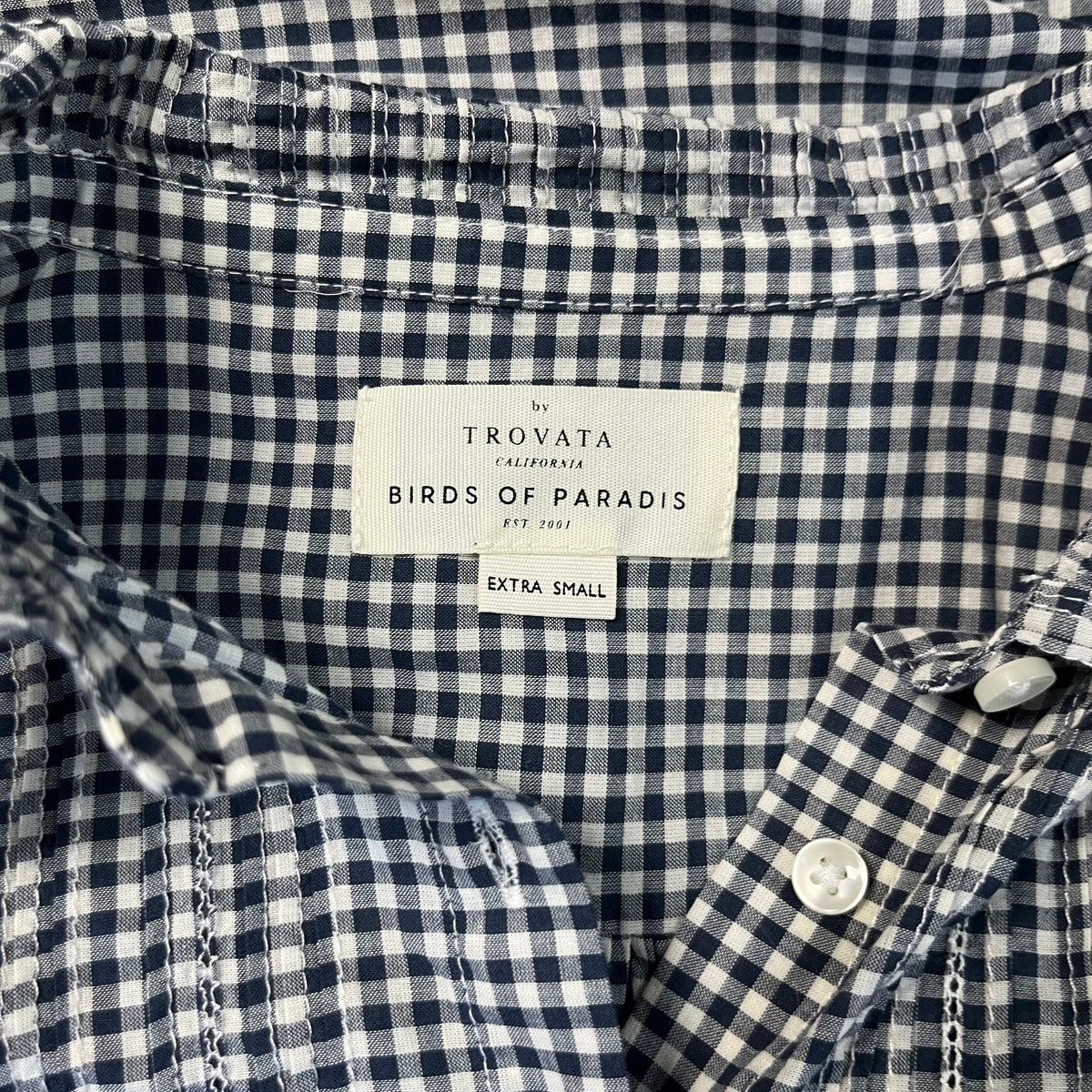 Trovata navy check Alise blouse, size XS