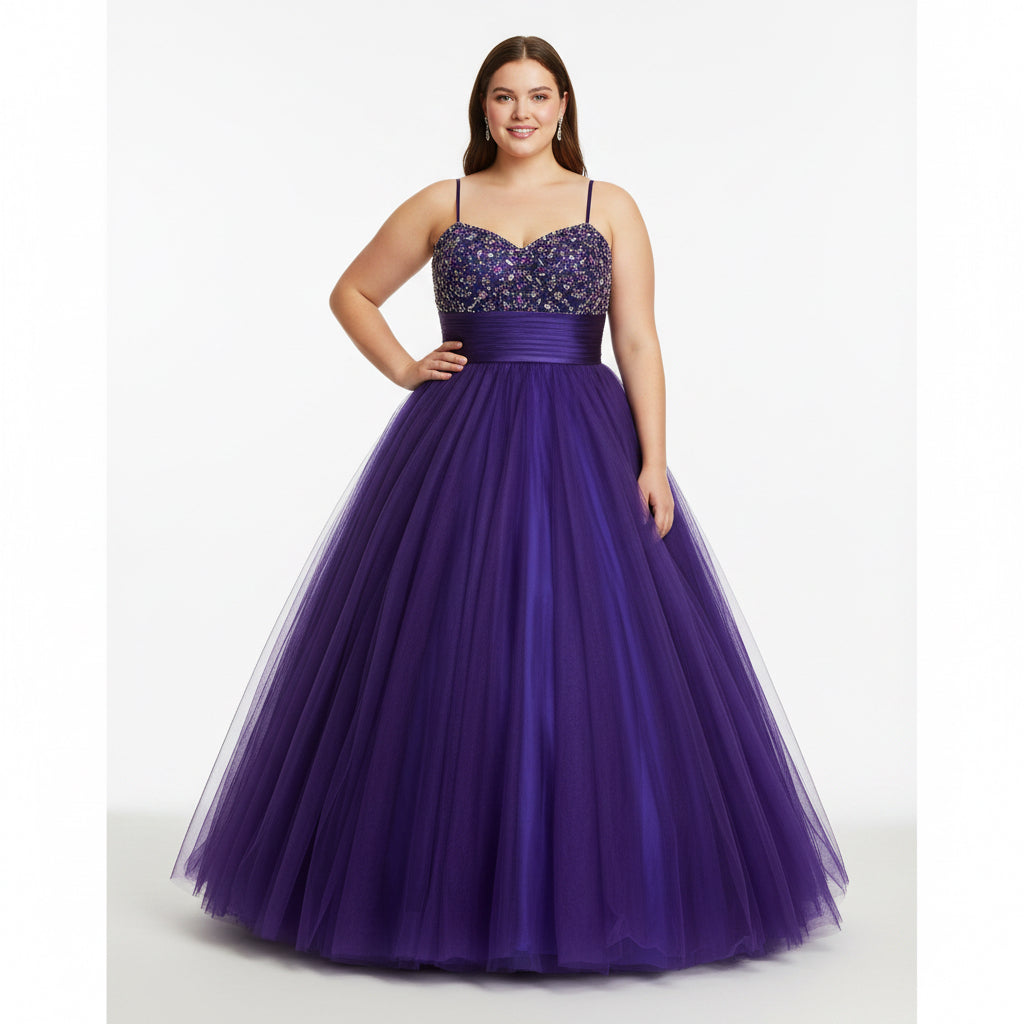 Tiffany purple beaded ballgown, size 16, NEW WITH TAGS!