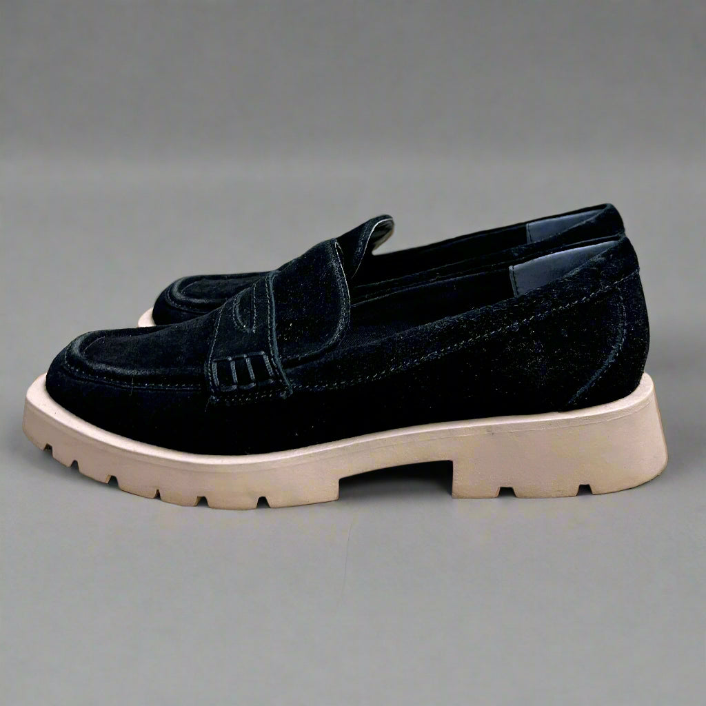 Dolce Vita black suede lug loafers, size 8