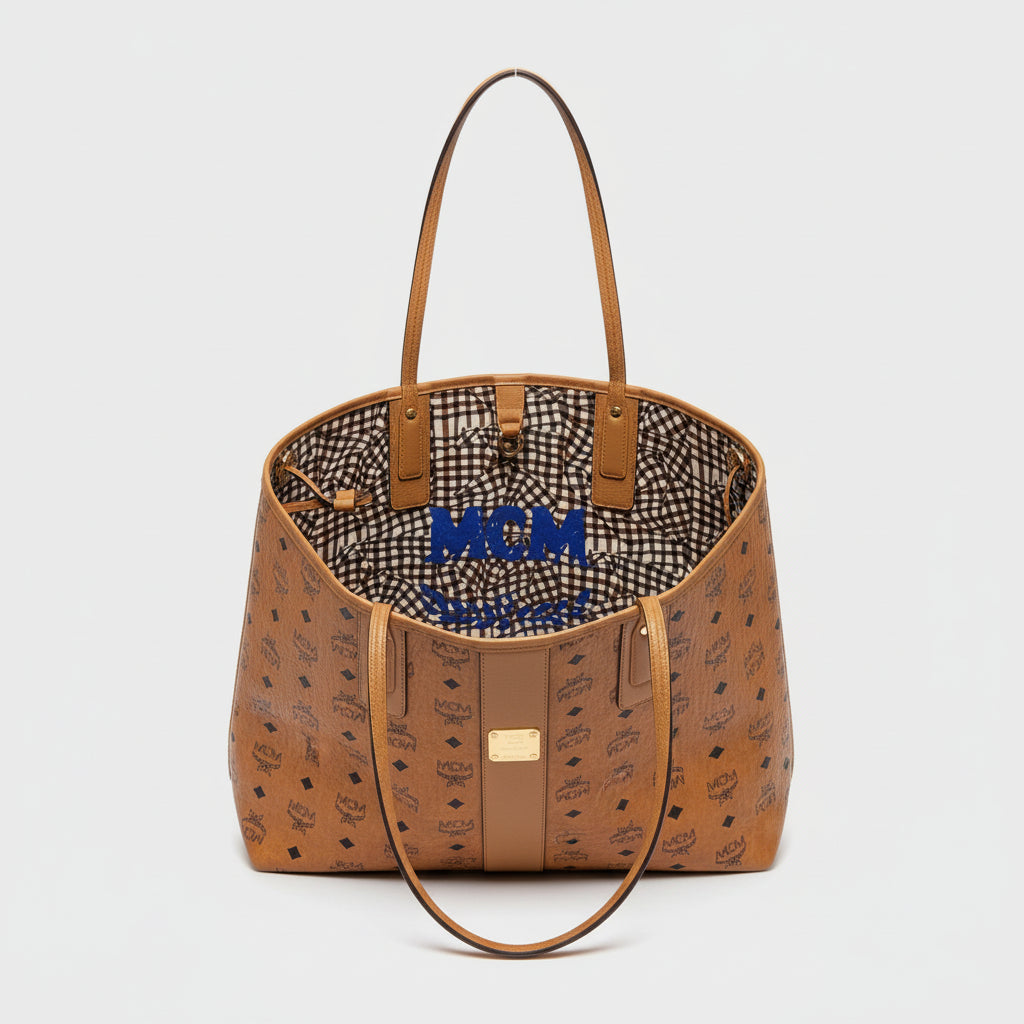 MCM cognac Liz reversible Visetos shopper, LIKE NEW!