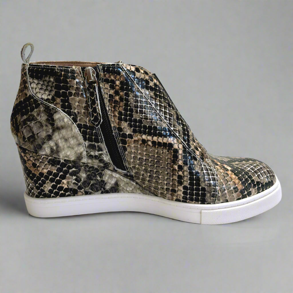 Paolo python wedge sneakers, size 8
