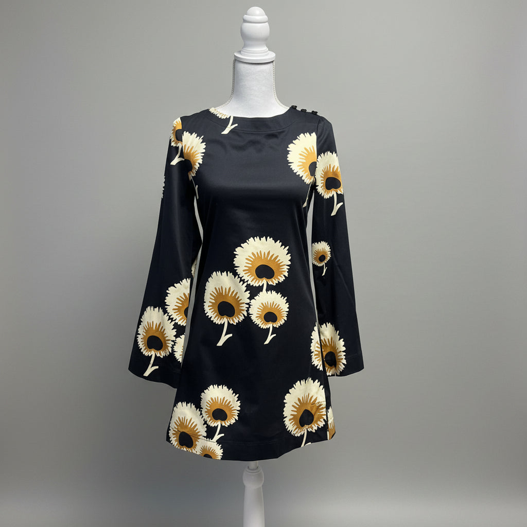 Troubadour black floral print dress, size 0