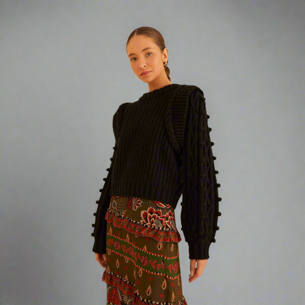 FARM Rio black Braided sweater, size S