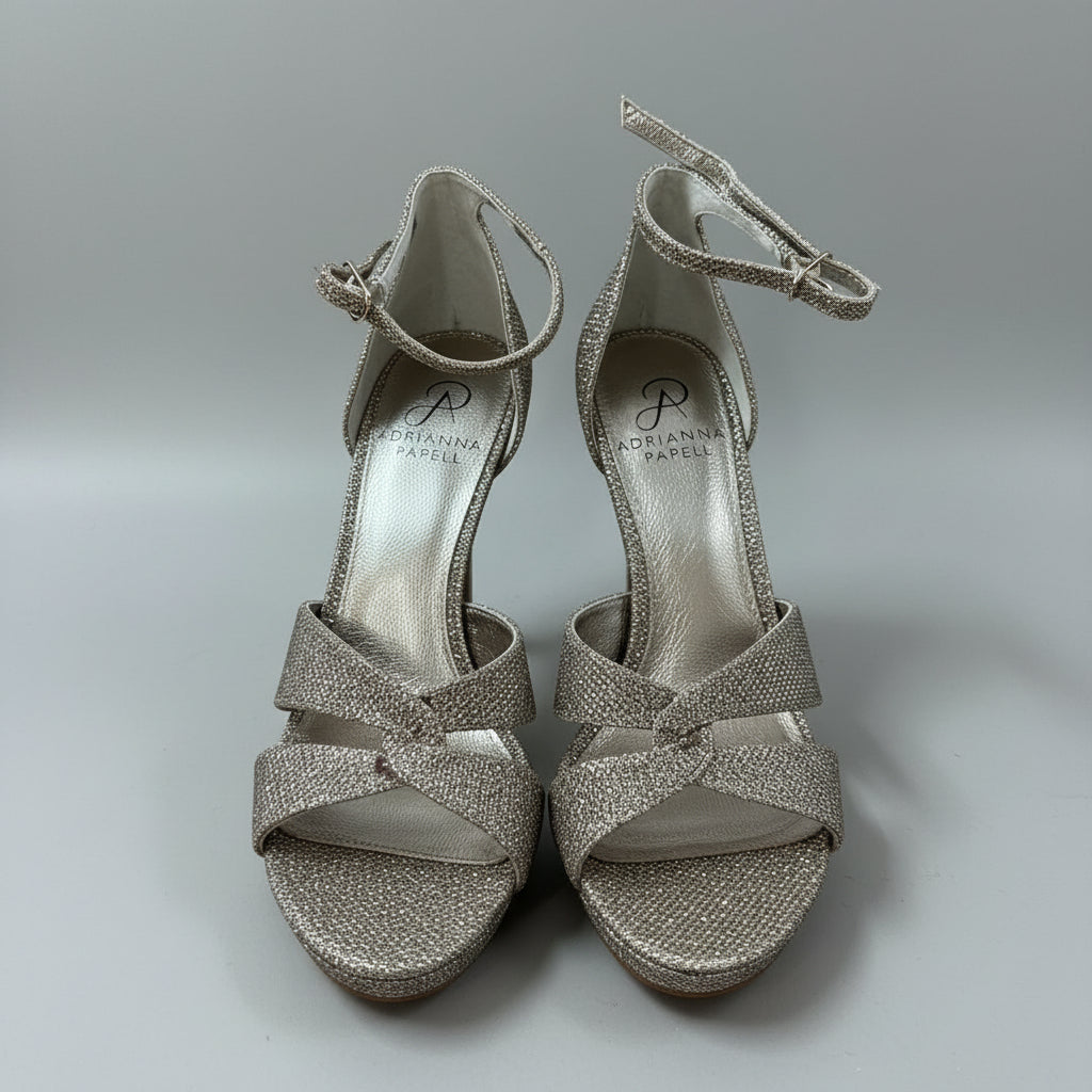 Adrianna Papell gold Jimmy Net platform sandal, size 6.5, NEW IN BOX!