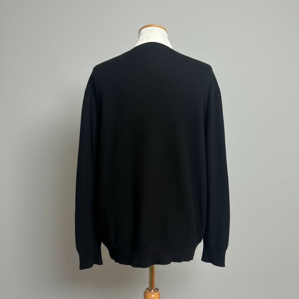 Schiaparelli black Man Ray Trust cashmere sweater with glasses design, size 42 (size 10)