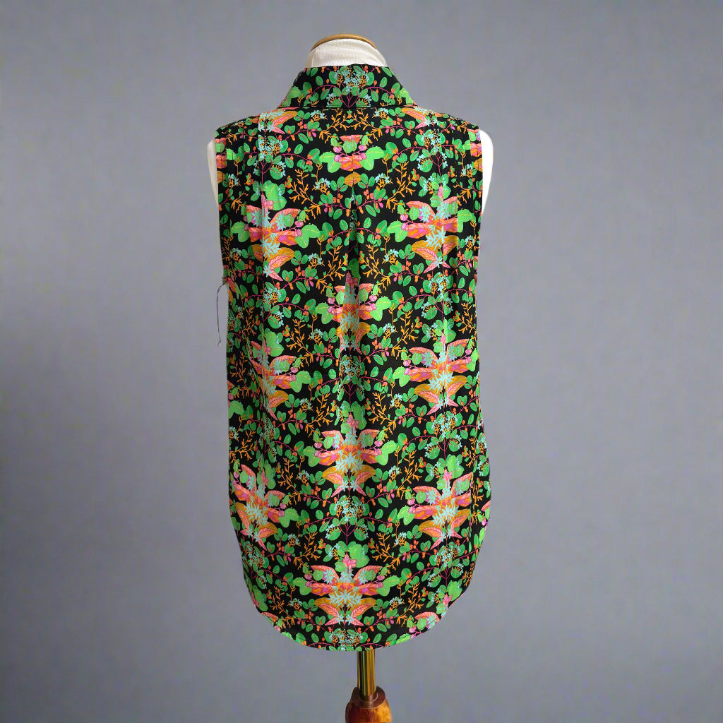 Cabi black and lime print Pixie top, size S, NEW WITH TAGS!