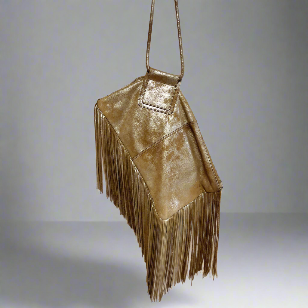 HOBO gold metallic fringe Stevie bag, LIKE NEW!