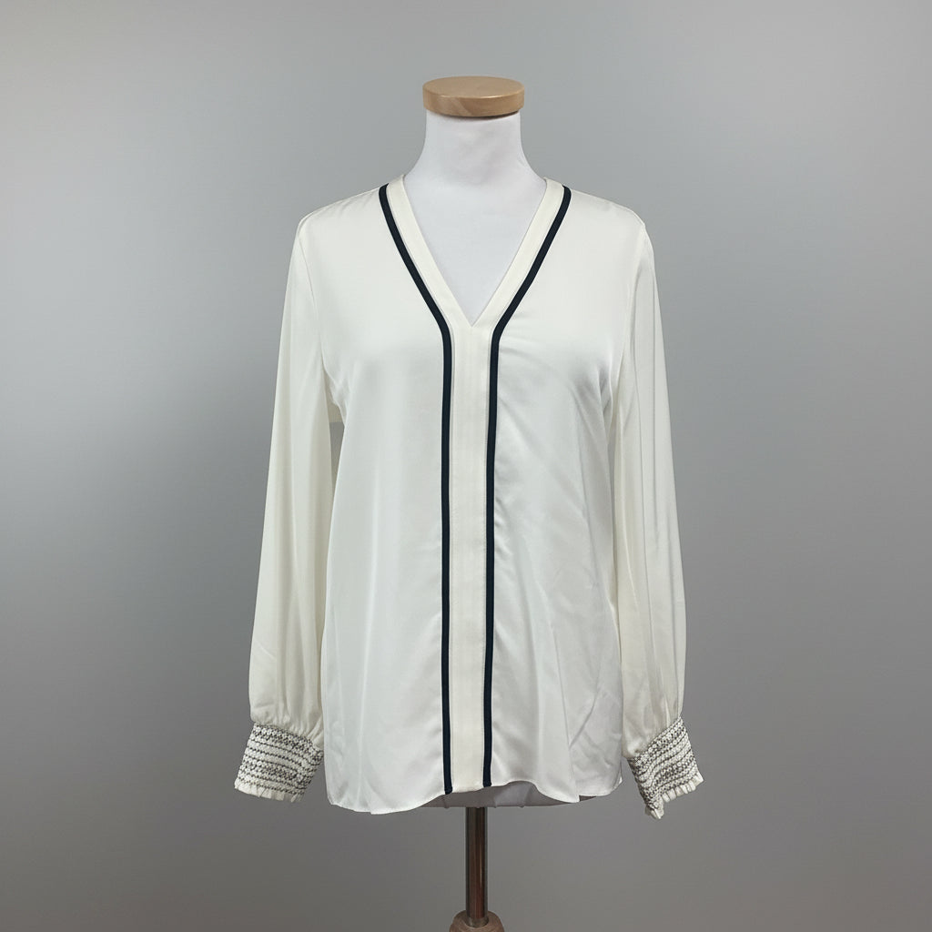 Elie Tahari cream silk Kinsley blouse, size S, NEW WITH TAGS!
