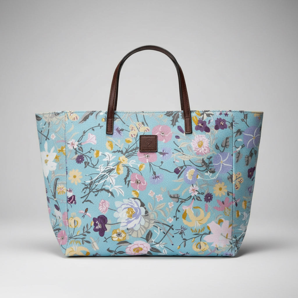 Gucci light blue floral tote
