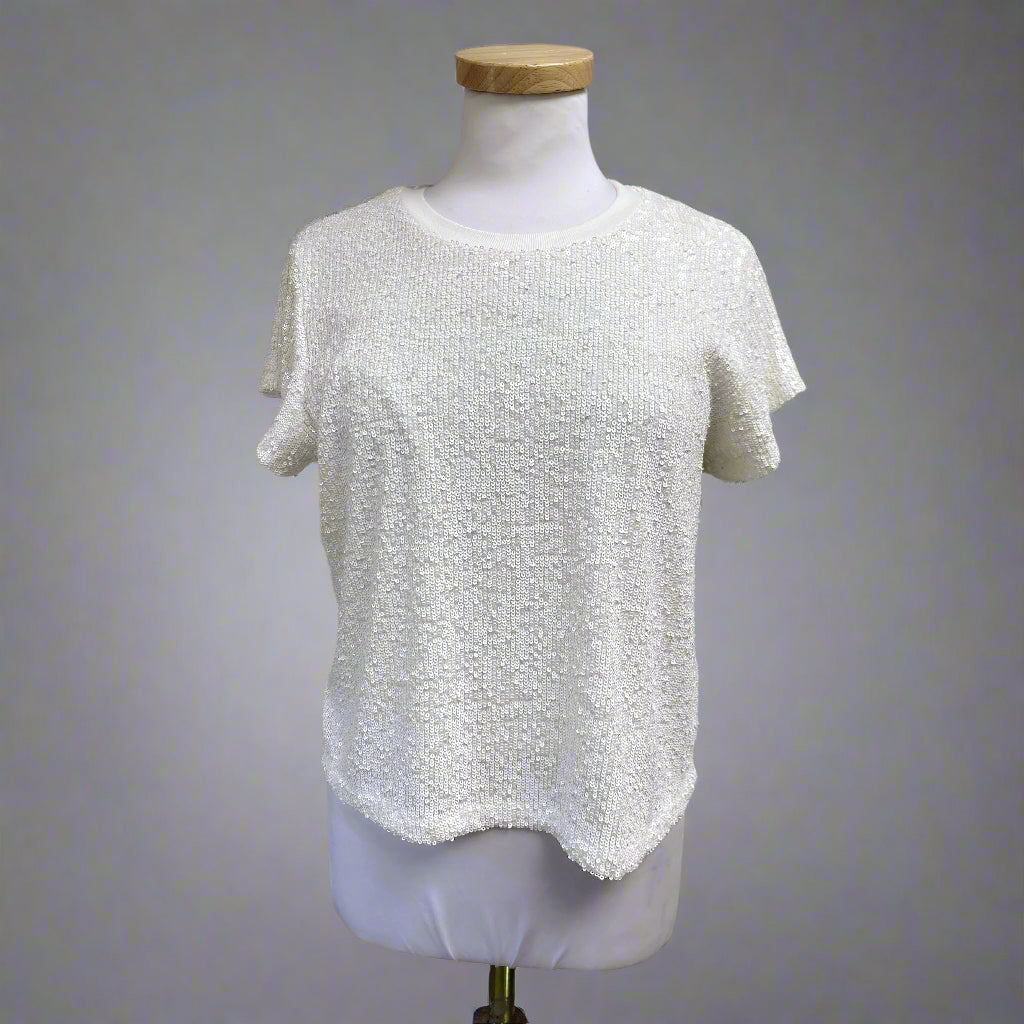 Generation Love white sequin top, size M, NEW WITH TAGS!