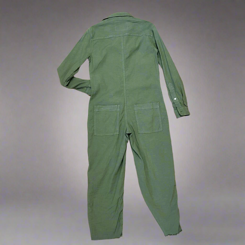 Frank and Eileen olive linen Ireland jumpsuit, size XXS