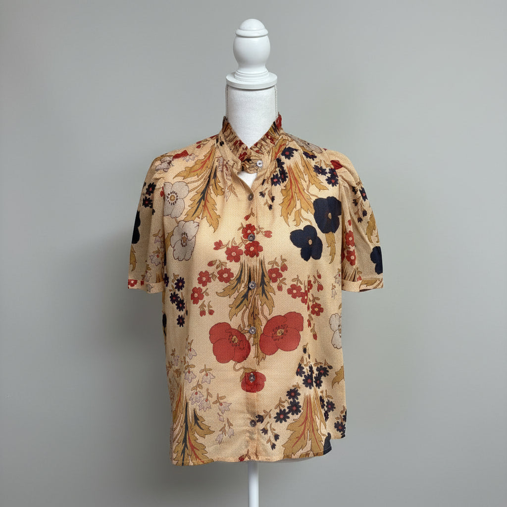 Alix of Bohemia tan Winnie Vintage Poppy blouse, size XS