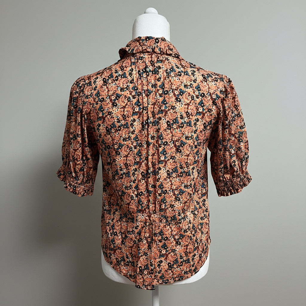 Trovata pink and navy floral Gemma blouse, size XS