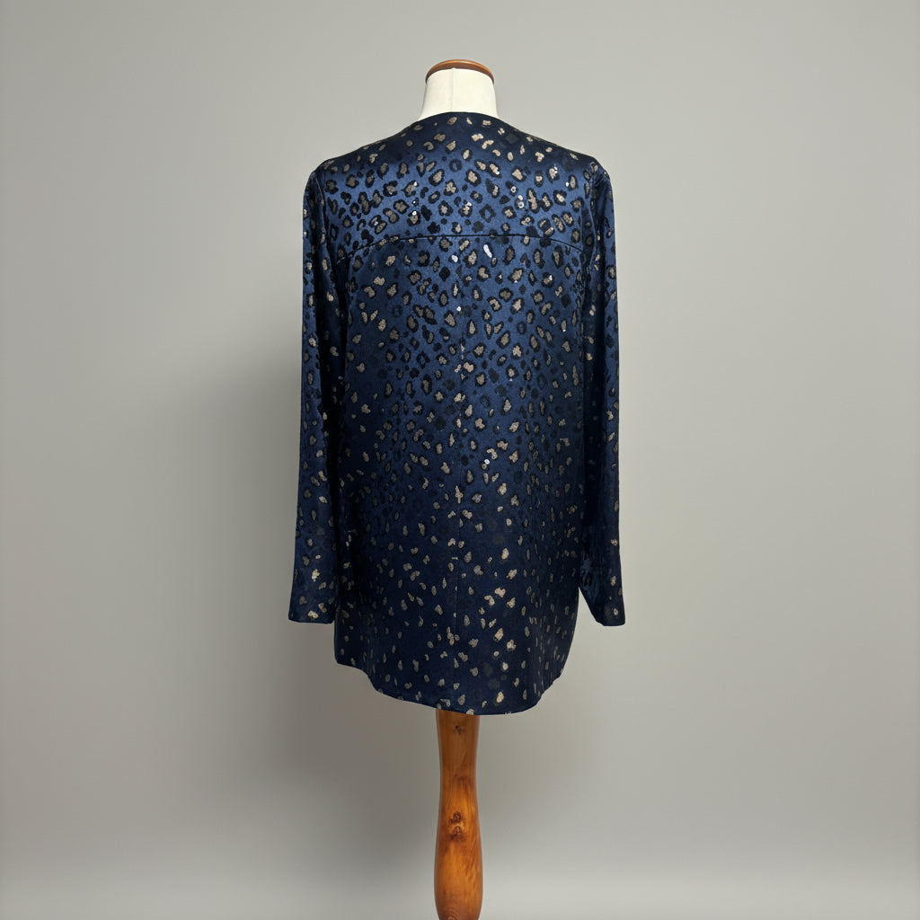 Sara Campbell navy leopard jacket, size 14, NEW WITH TAGS!